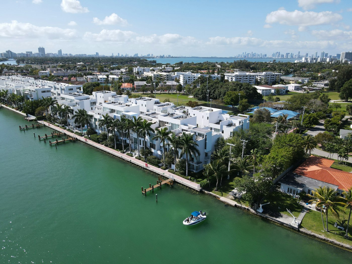 Waterfront homes from above